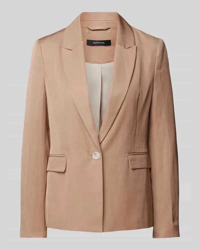 COMMA Blazer aus Viskose-Leinen-Mix in unifarbenem Design Taupe