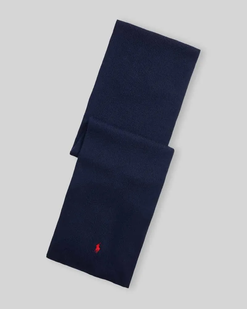 Ralph Lauren Schal aus reiner Wolle mit Logo-Stitching Marine