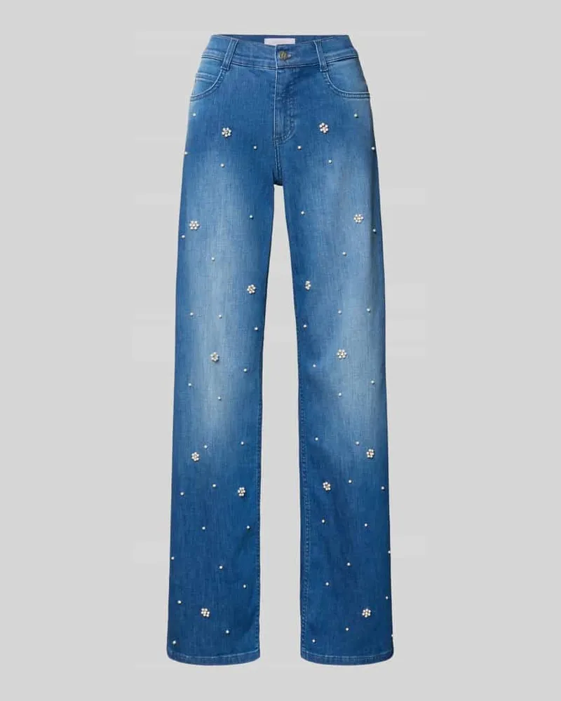 ANGELS  Wide Fit Jeans mit Perlen- und Strasssteinbesatz Hellblau