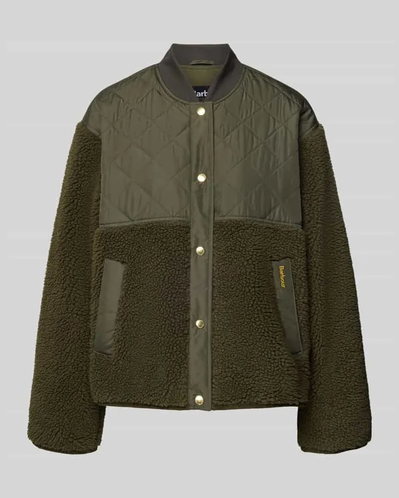 Barbour Regular Fit Teddyfell-Jacke mit Stepp-Besatz Modell 'WETHERBY FLEECE Oliv
