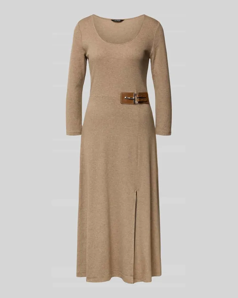 Ralph Lauren Midikleid mit Rundhalsausschnitt und 3/4-Arm Beige