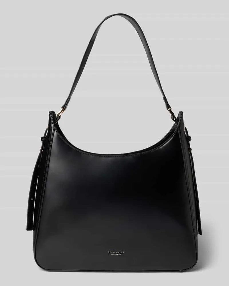 SEIDENFELT Hobo Bag mit Label-Detail Modell 'Arvaja Black
