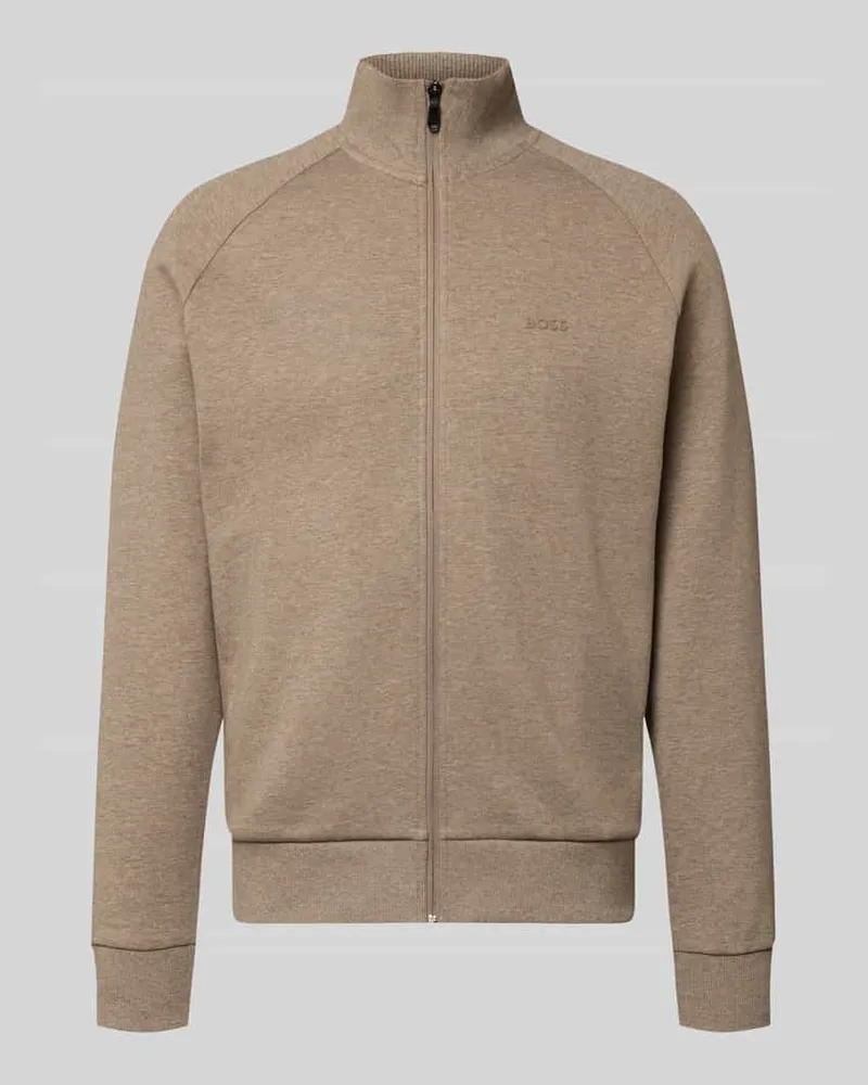 HUGO BOSS Sweatjacke mit Logo-Prägung Mittelbraun