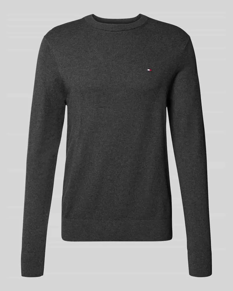 Tommy Hilfiger Regular Fit Strickpullover aus Baumwoll-Kaschmir-Mix Anthrazit
