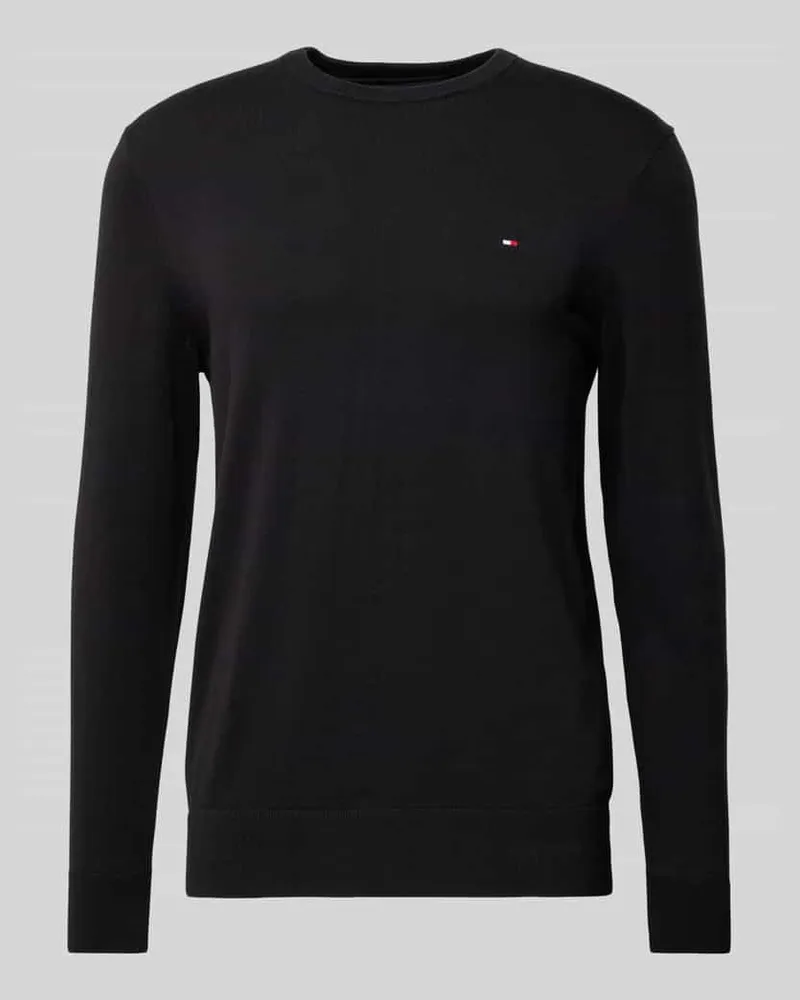 Tommy Hilfiger Strickpullover mit Logo-Stitching Black