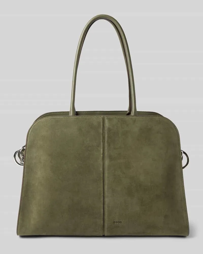 HUGO BOSS Shopper mit Leder-Anteil Modell 'Clarice Tote SU Dunkelgruen