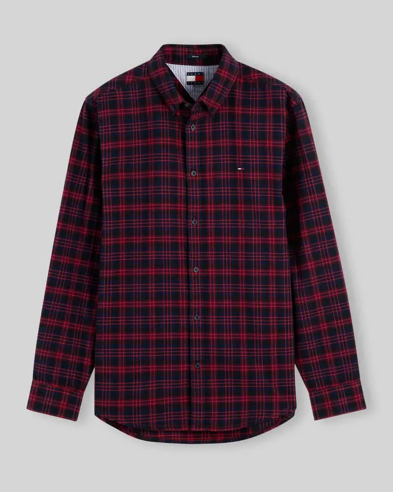 Tommy Hilfiger Regular Fit Freizeithemd mit Karomuster Dunkelrot