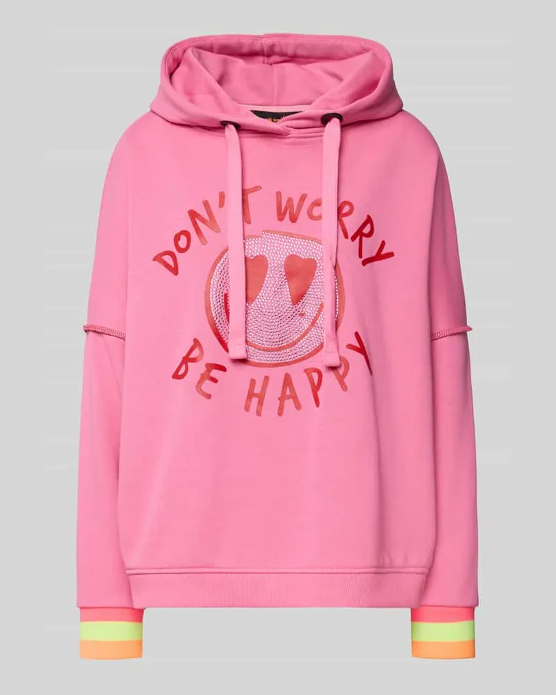 Miss Goodlife Oversized Hoodie mit Strasssteinbesatz und Motiv-Print Rosa