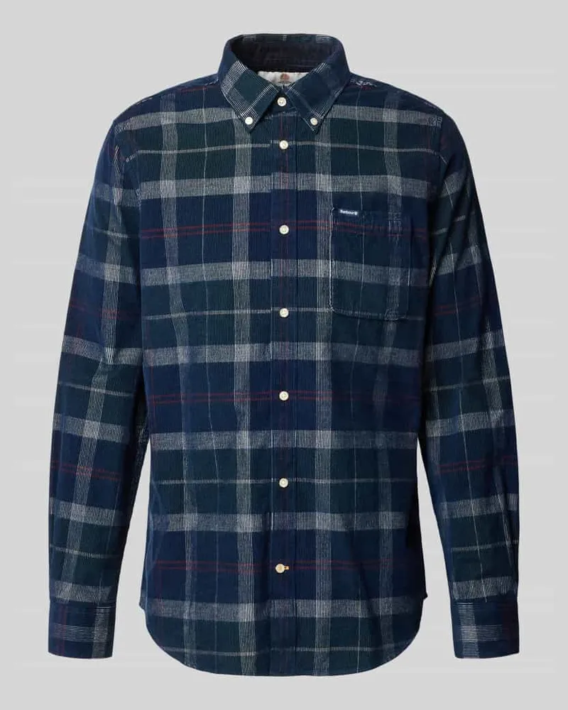 Barbour Tailored Fit Flanellhemd mit Brusttasche Marine