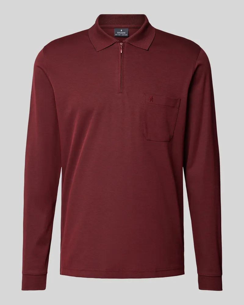 Ragman Regular Fit Poloshirt mit Brusttasche Bordeaux