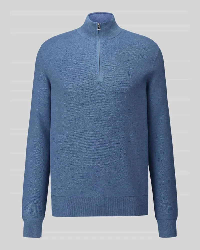 Ralph Lauren Pullover mit Half Zip Troyerkragen Jeansblau