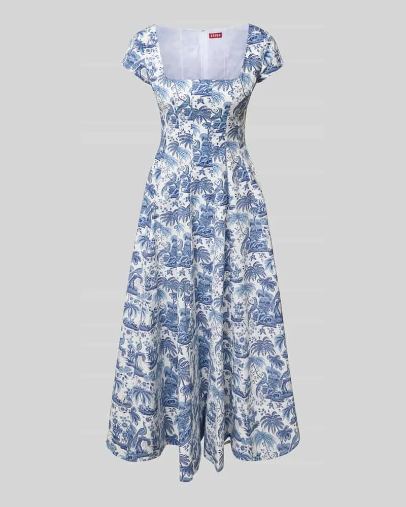 STAUD Midikleid mit Karree-Ausschnitt Modell 'WELLS Bleu
