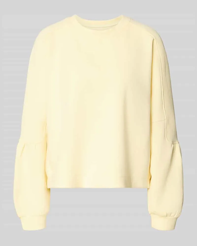 Marc Cain Oversized Sweatshirt mit gerippten Abschlüssen Hellgelb