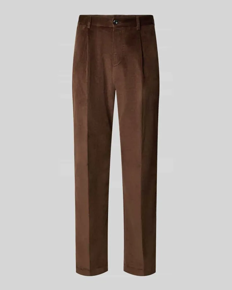 Strellson Bundfaltenhose Tomeo mit Cordstruktur Dunkelbraun