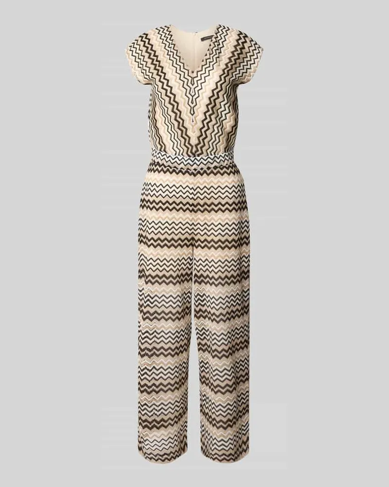 COMMA Jumpsuit mit V-Ausschnitt Beige