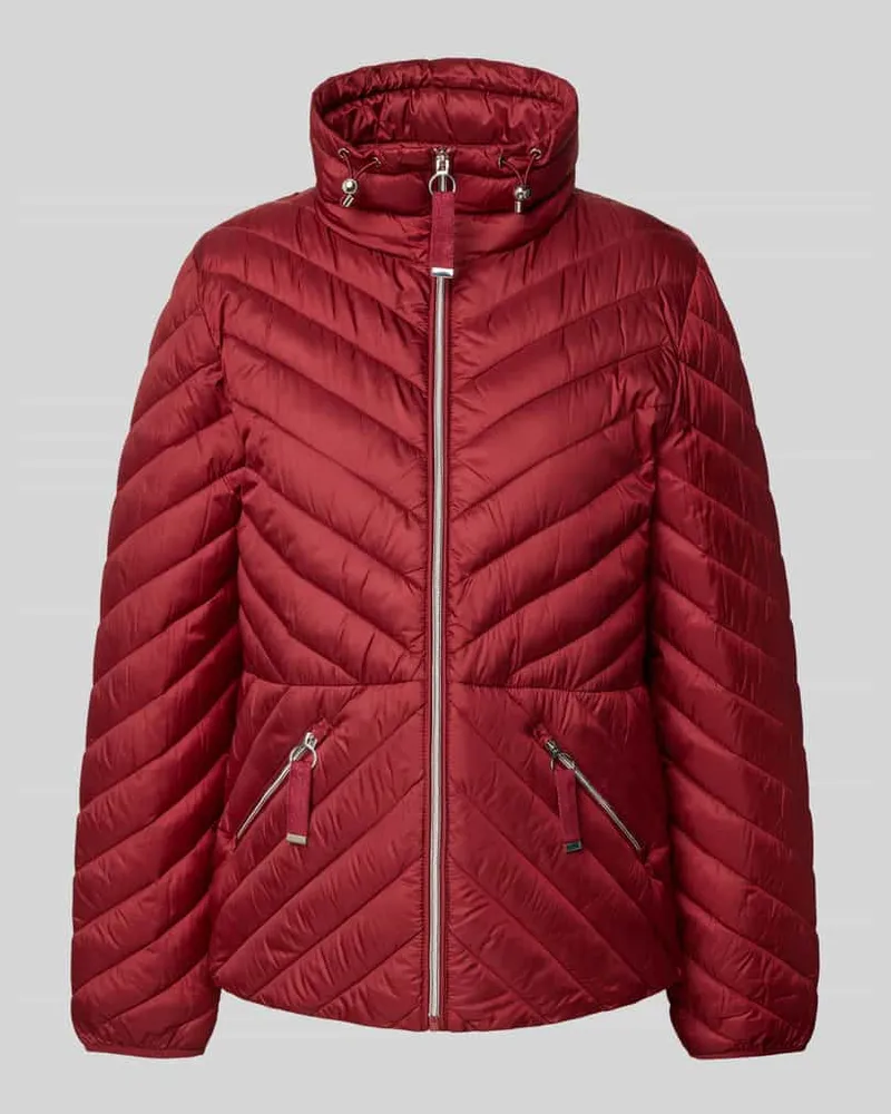 Christian Berg Steppjacke mit Stehkragen und Reißverschlusstaschen Dunkelrot