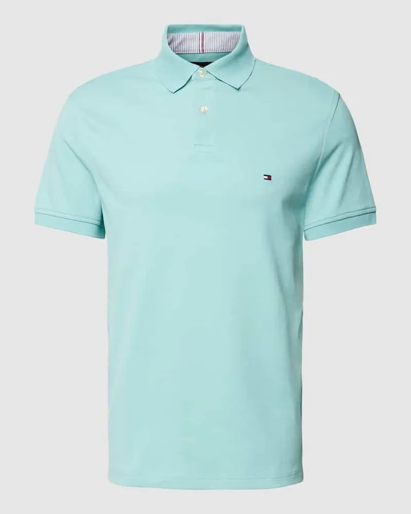 Tommy Hilfiger Poloshirt mit Label-Stitching Helltuerkis