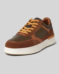 Lloyd Ledersneaker mit Label-Stitching Modell 'EGILO Cognac