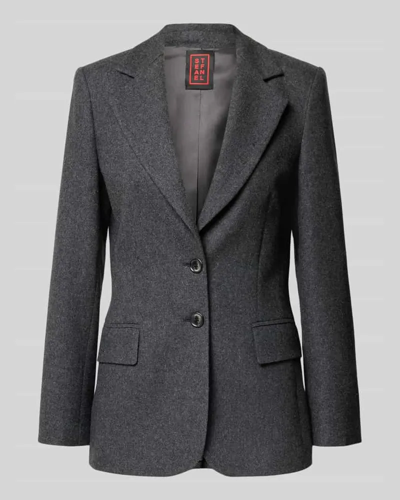 Stefanel Regular Fit Blazer mit Pattentaschen Mittelgrau