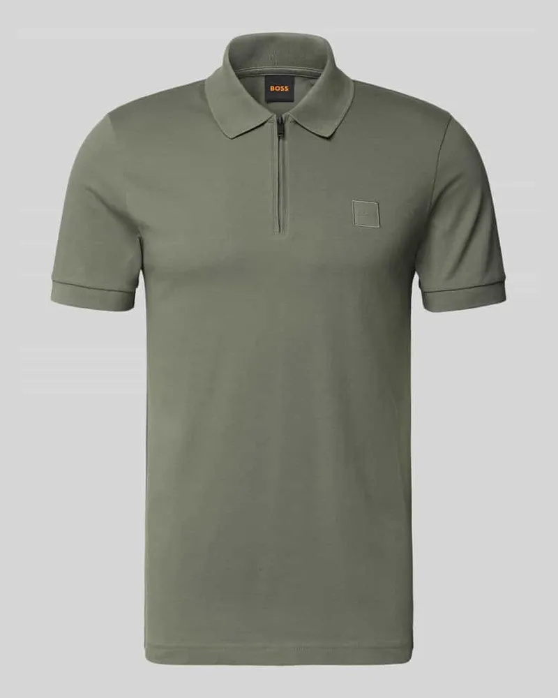 HUGO BOSS Slim Fit Poloshirt aus Baumwoll-Mix Modell 'PASSERZIP Oliv