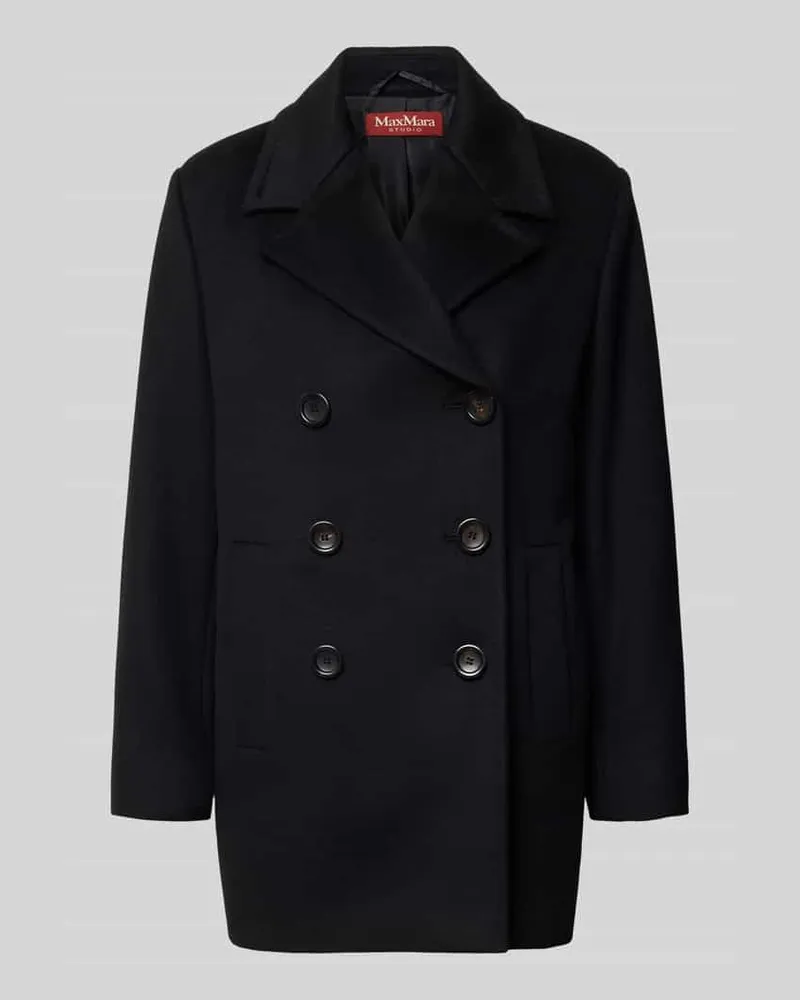 Max Mara Wollmantel mit doppelreihiger Knopfleiste Modell 'MAGENTA Black