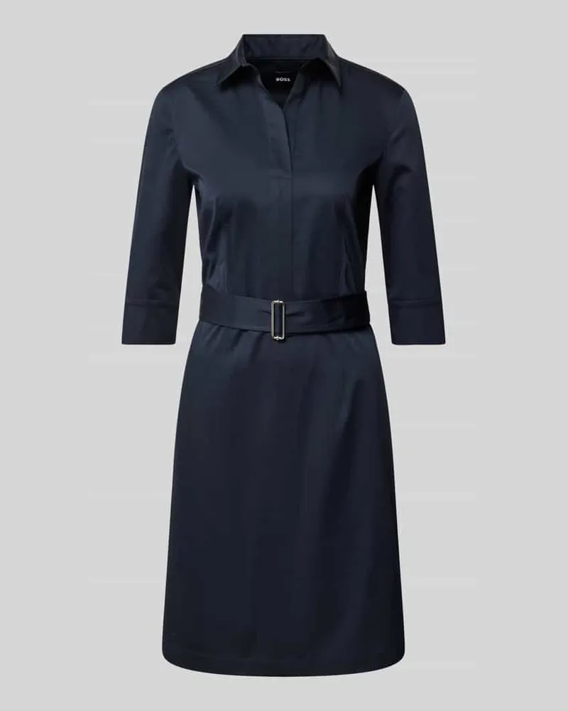 HUGO BOSS Hemdblusenkleid mit Taillengürtel Marine