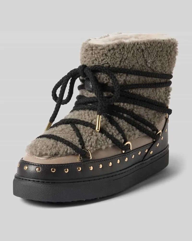 INUIKII Boots mit Kontrastbesatz Modell 'Curly Rock Taupe