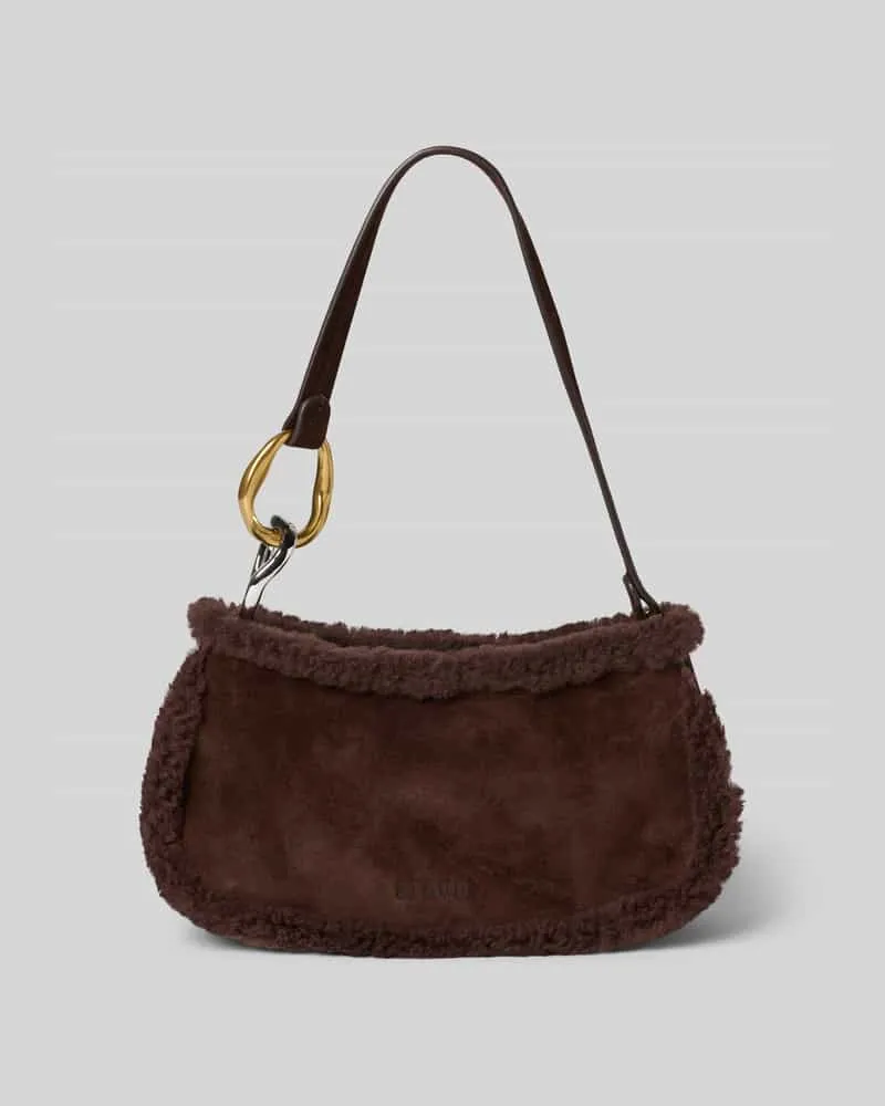 STAUD Handtasche mit Teddyfell Modell 'OLLIE Dunkelbraun
