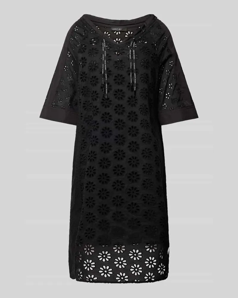 Marc Cain Knielanges Kleid mit Lochstickerei Black