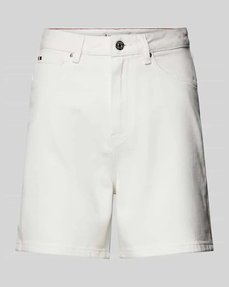 Tommy Hilfiger Straight Leg Jeansshorts mit Label-Stitching Weiss