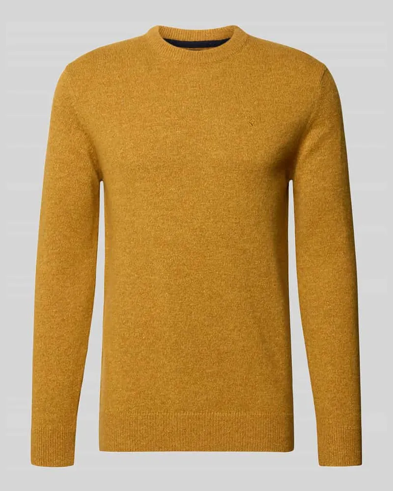 Barbour Pullover aus Woll-Seide-Mix mit Rundhalsausschnitt Modell 'TISBURY Senf