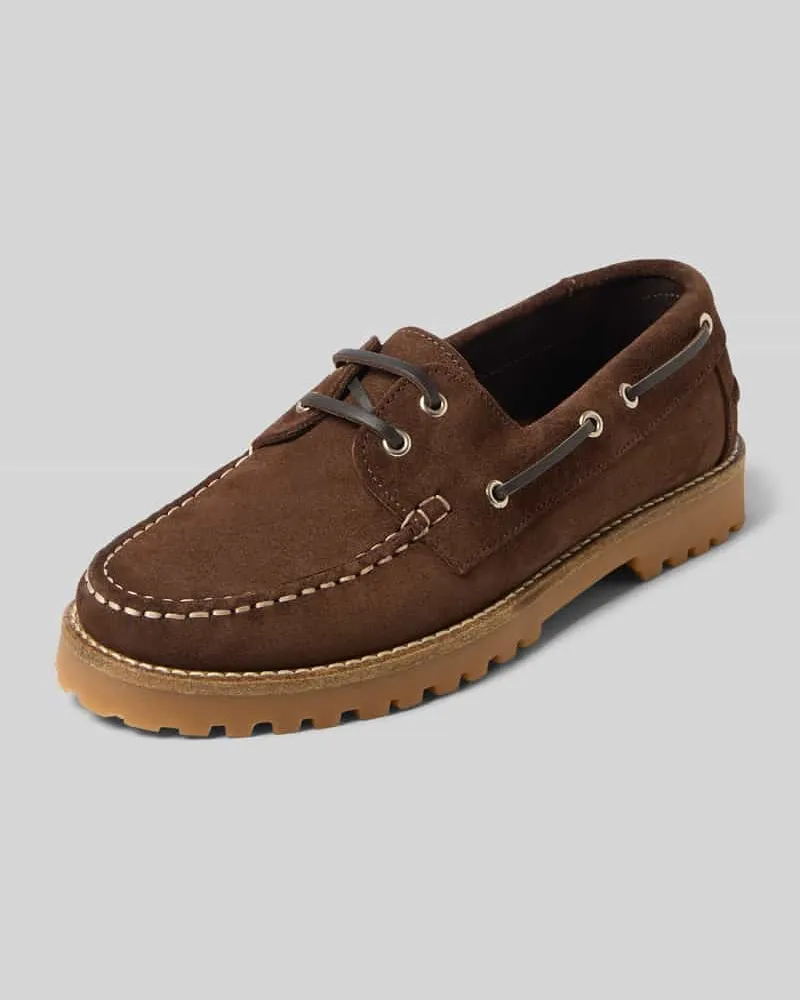BIANCO. Loafer aus echtem Leder in Velours-Optik Mittelbraun