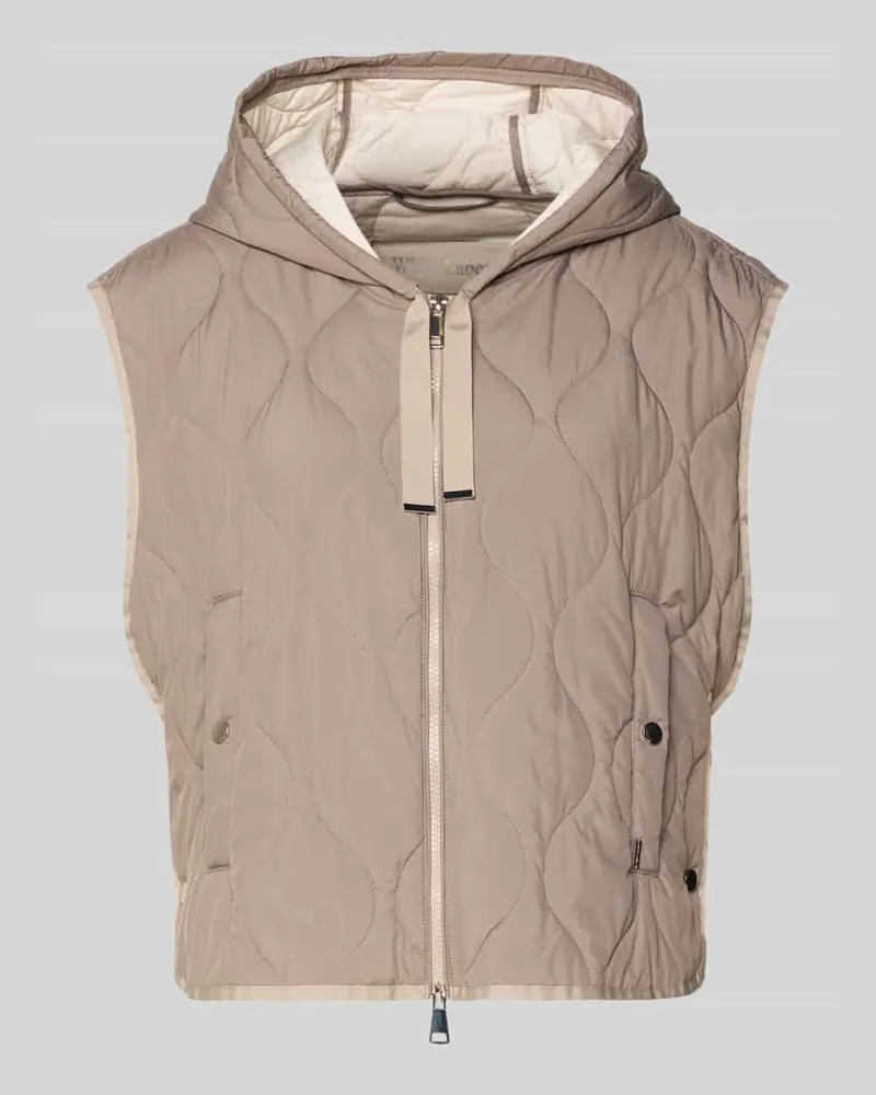 White Label Steppweste mit Kapuze und Zweiwege-Reißverschluss Taupe