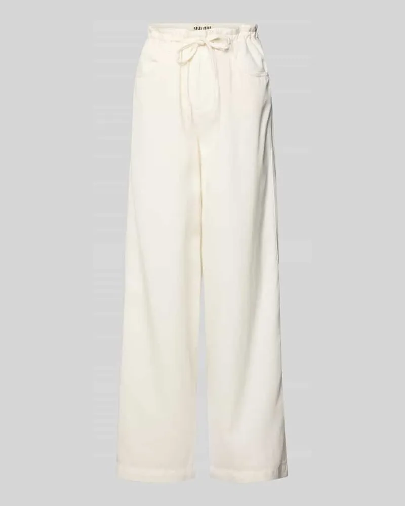 Oui  Hose aus Lyocell-Baumwoll-Mix mit Schnürung Ecru