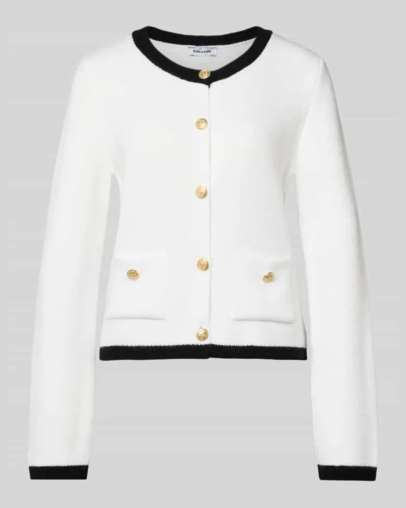 More & More Slim Fit Jacke mit Woll-Anteil in Strick-Optik Offwhite