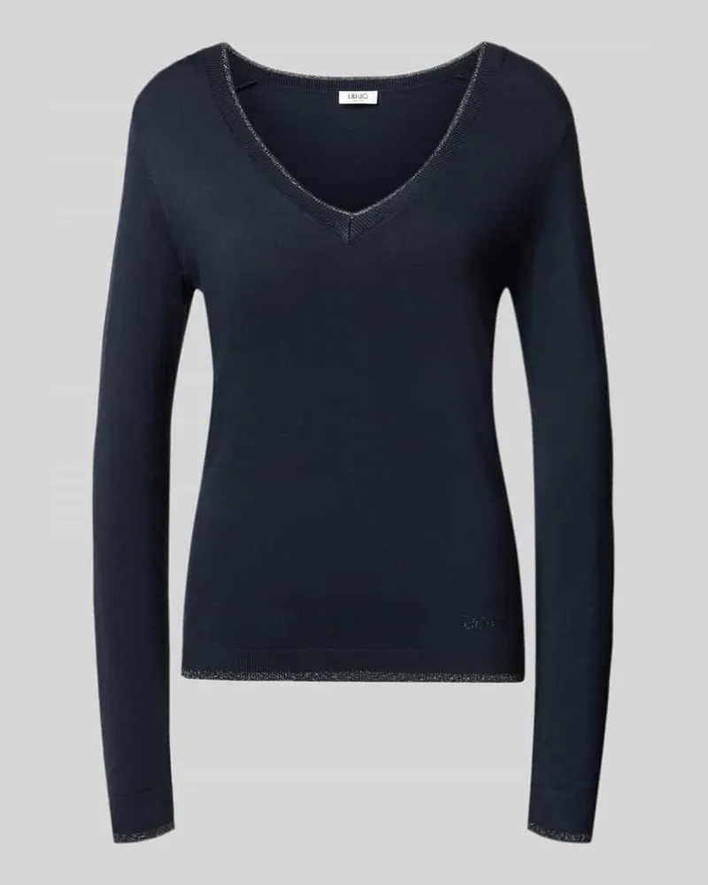 Liu Jo Slim Fit Longsleeve aus reine Viskose Modell 'Maglia Chiusa Dunkelblau