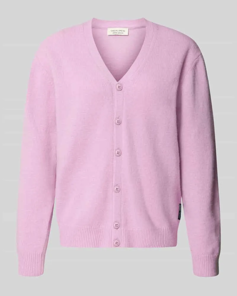 Casual Friday Cardigan aus Woll-Mix mit V-Ausschnitt Modell 'KARL Flieder