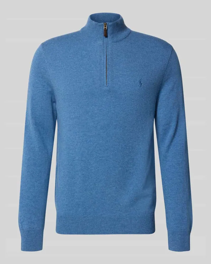 Ralph Lauren Strickpullover aus Wolle mit Stehkragen und Reißverschluss Ocean