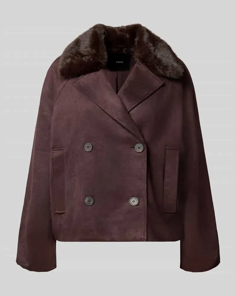 ZERO Regular Fit Jacke in Velours-Optik Dunkelbraun