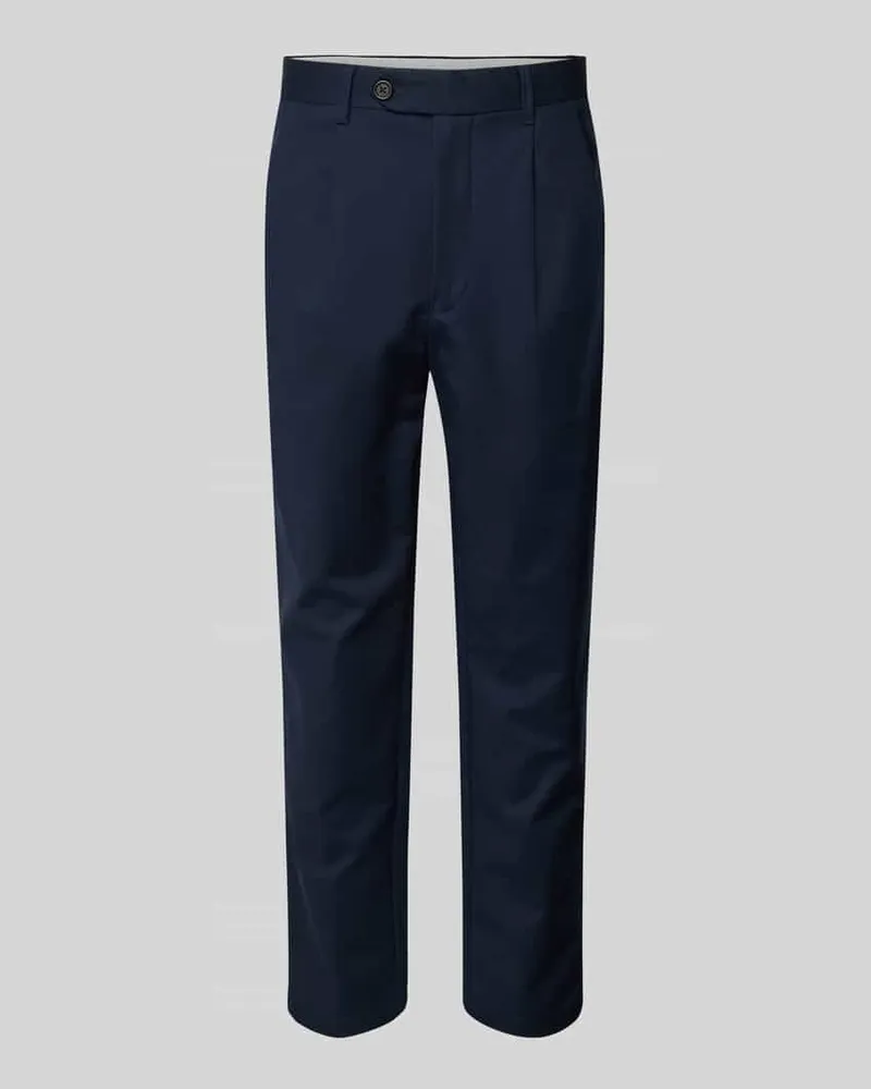 Selected Homme Regular Tapered Fit Bundfaltenhose mit Gürtelschlaufen Marine
