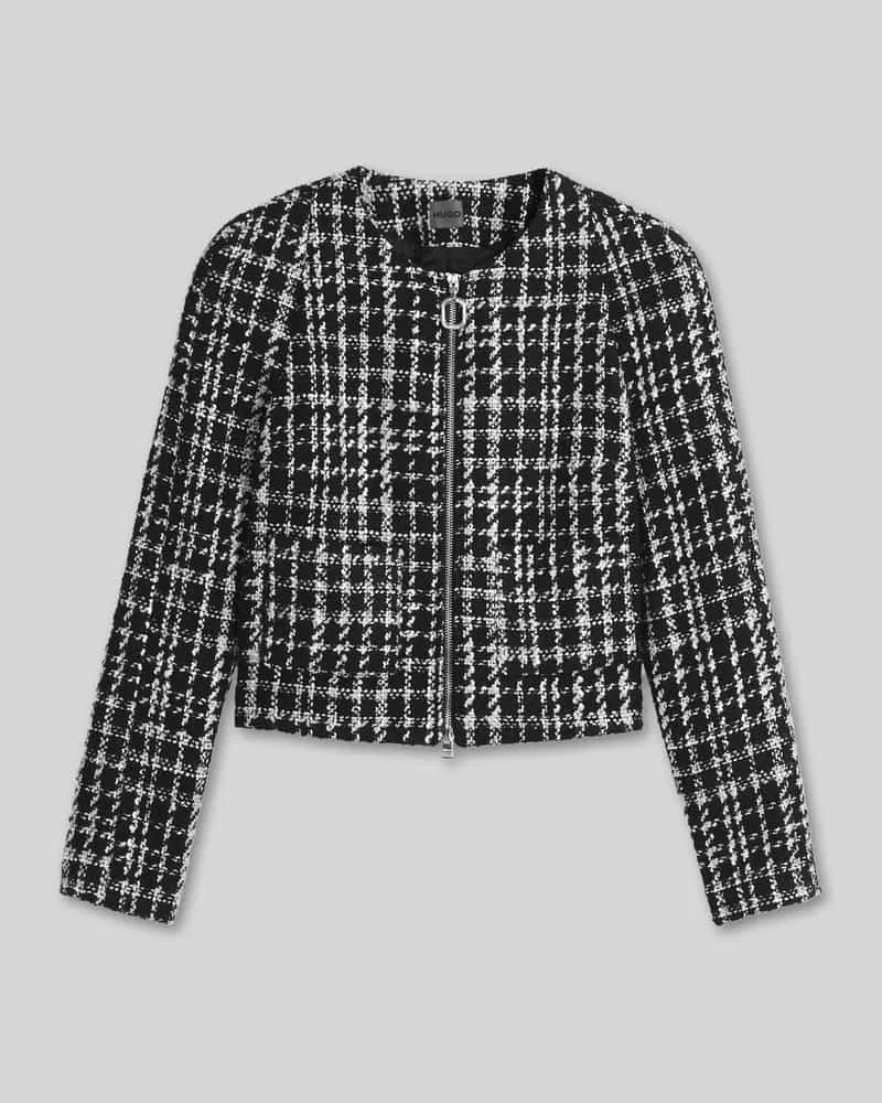 HUGO BOSS Regular Fit Kurzblazer mit Baumwoll-Anteil Modell 'Aboucle-1 Black