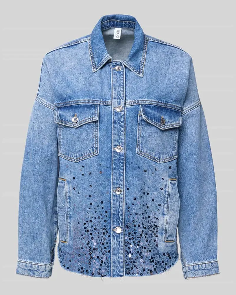 Liu Jo Regular Fit Jeansjacke mit Pailettenbesatz Blau