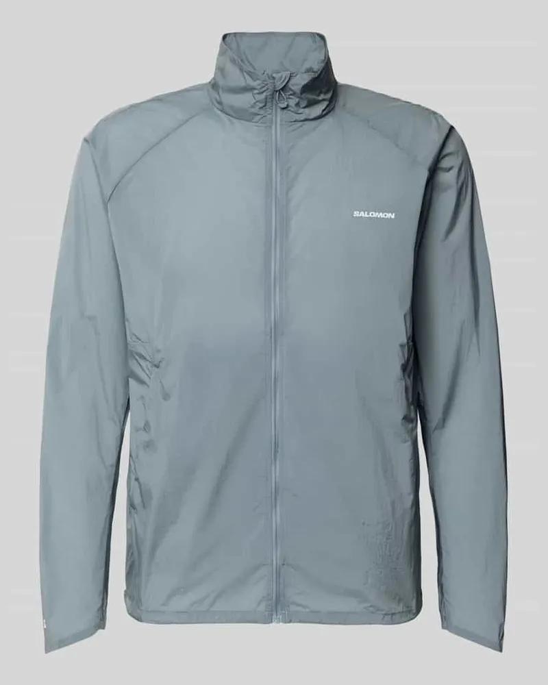 Salomon Jacke mit Logo und Eingrifftaschen Hellgrau