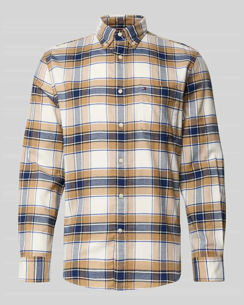 Tommy Hilfiger Regular Fit Flanellhemd aus reiner Baumwolle Offwhite