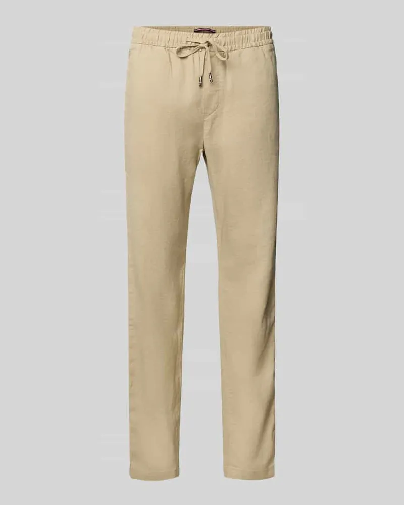 Tommy Hilfiger Loose Fit Stoffhose aus Leinen-Mix Modell 'HARLEM Beige