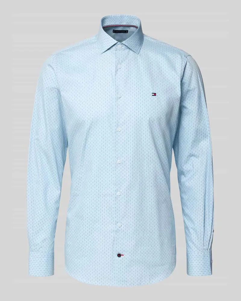 Tommy Hilfiger Slim Fit Businesshemd aus reiner Baumwoll-Popeline Bleu