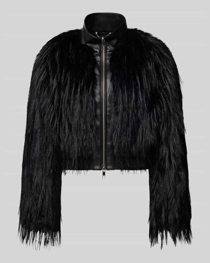 HUGO BOSS Slim Fit Jacke in Kunstfell-Optik Modell 'CECOOL Black