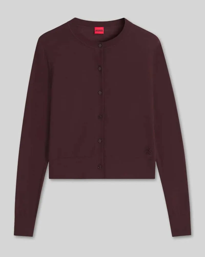 HUGO BOSS Regular Fit Strickjacke aus Woll-Mix mit Lyocell-Kaschmir-Anteil Modell 'Sfabro Bordeaux