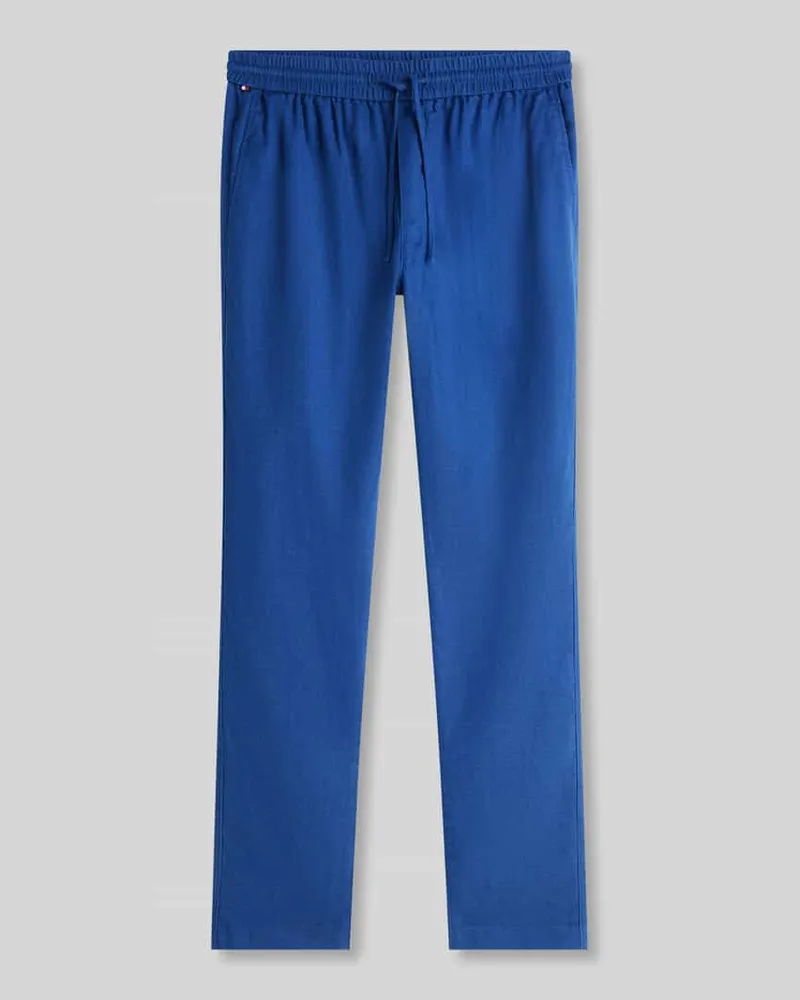 Tommy Hilfiger Tapered Chino aus Leinen-Mix mit Tunnelzug Modell 'HARLEM Dunkelblau