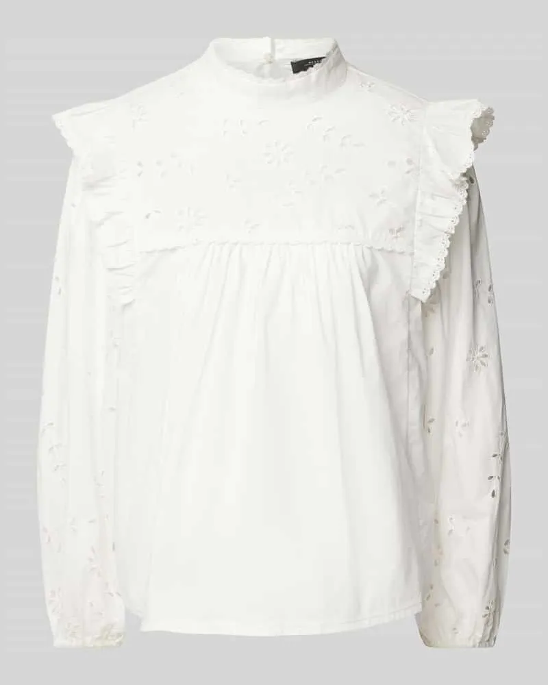 Max Mara Regular Fit Bluse mit Lochstickerei Modell 'TADDEO Weiss